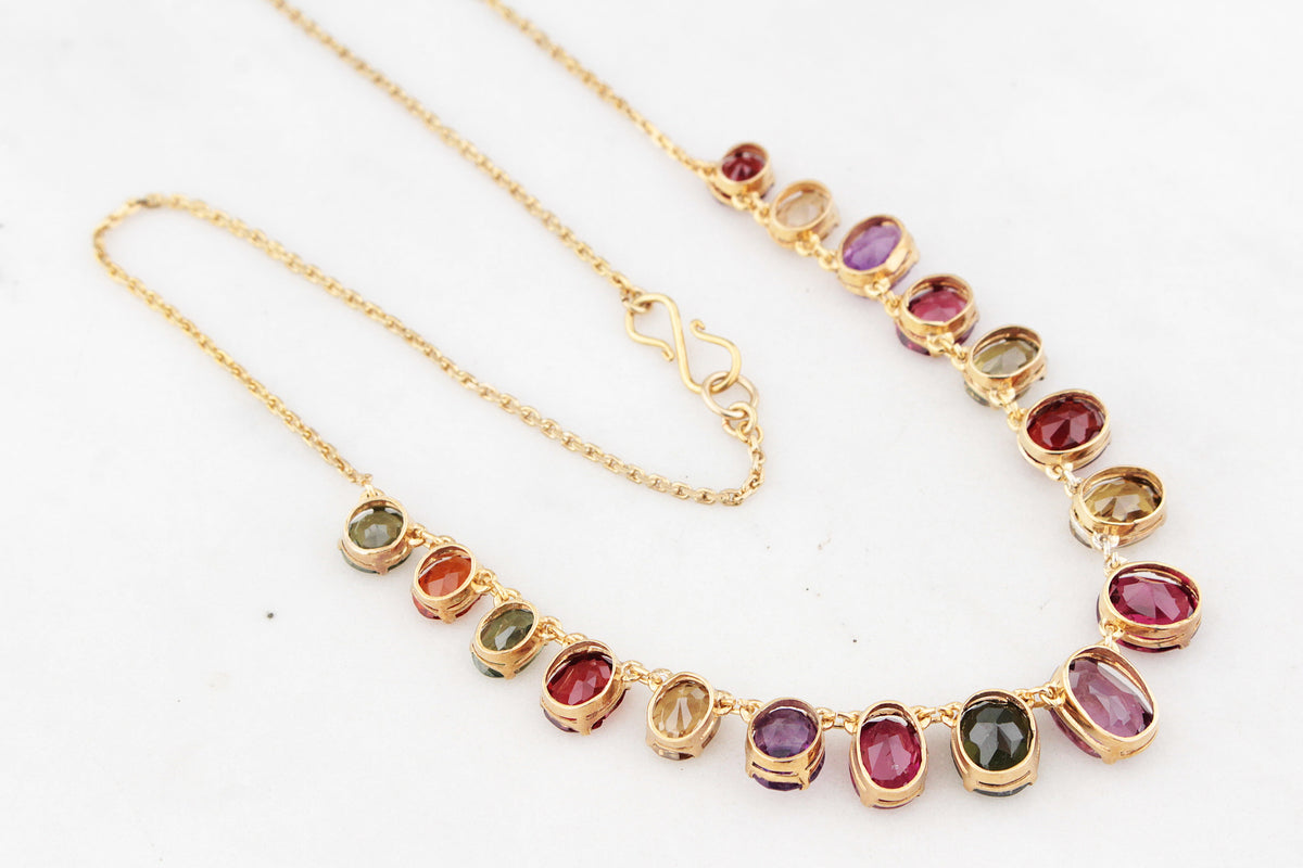 ANTIQUE EDWARDIAN c1900 HARLEQUIN NECKLACE 9ct GOLD