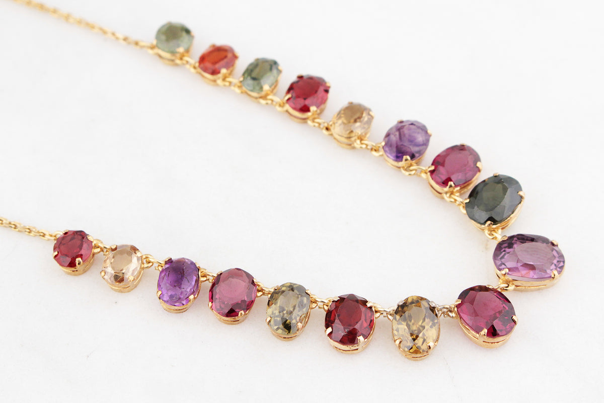 ANTIQUE EDWARDIAN c1900 HARLEQUIN NECKLACE 9ct GOLD