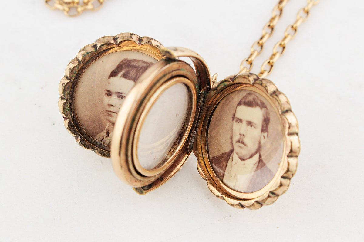 ANTIQUE EDWARDIAN ENGRAVED SPINNING FOB LOCKET 9ct GOLD