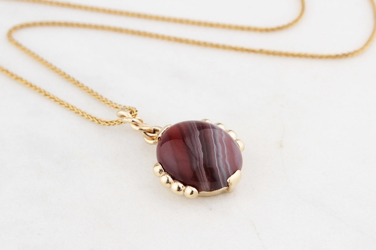 CUSTOM BANDED AGATE PENDANT 9ct GOLD