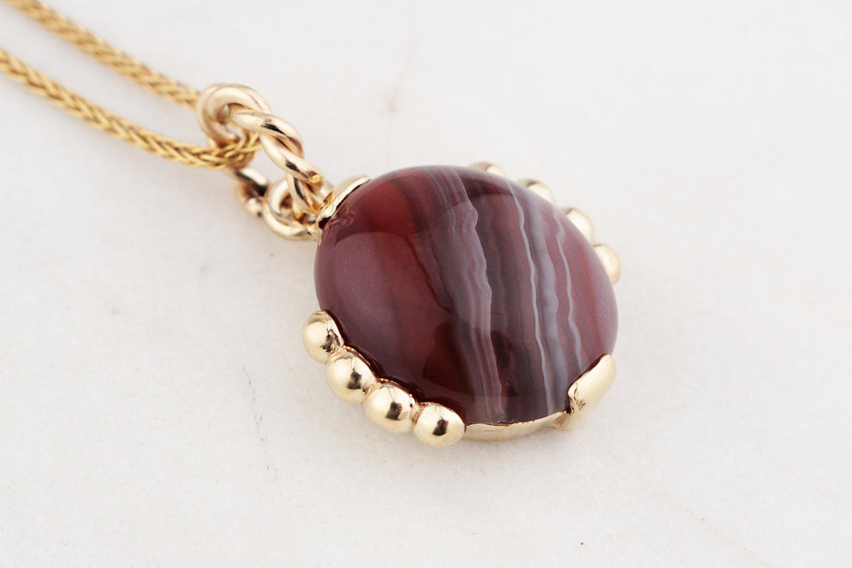 CUSTOM BANDED AGATE PENDANT 9ct GOLD