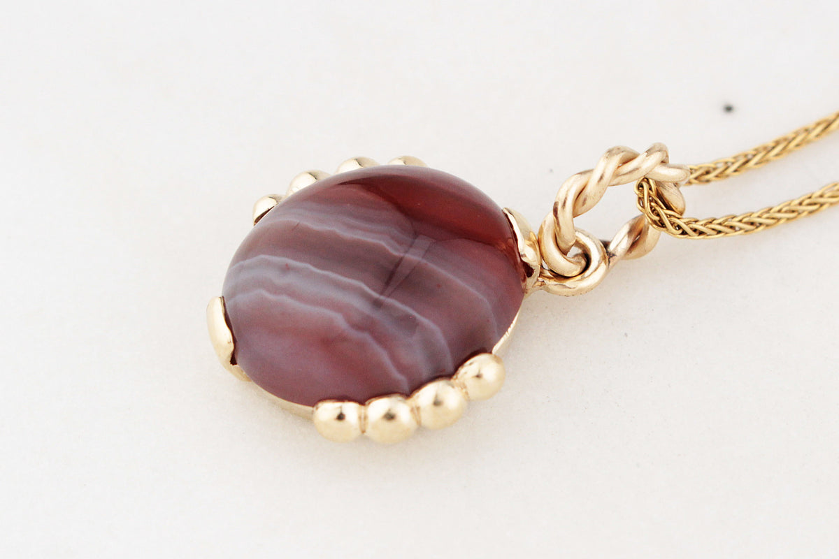 CUSTOM BANDED AGATE PENDANT 9ct GOLD