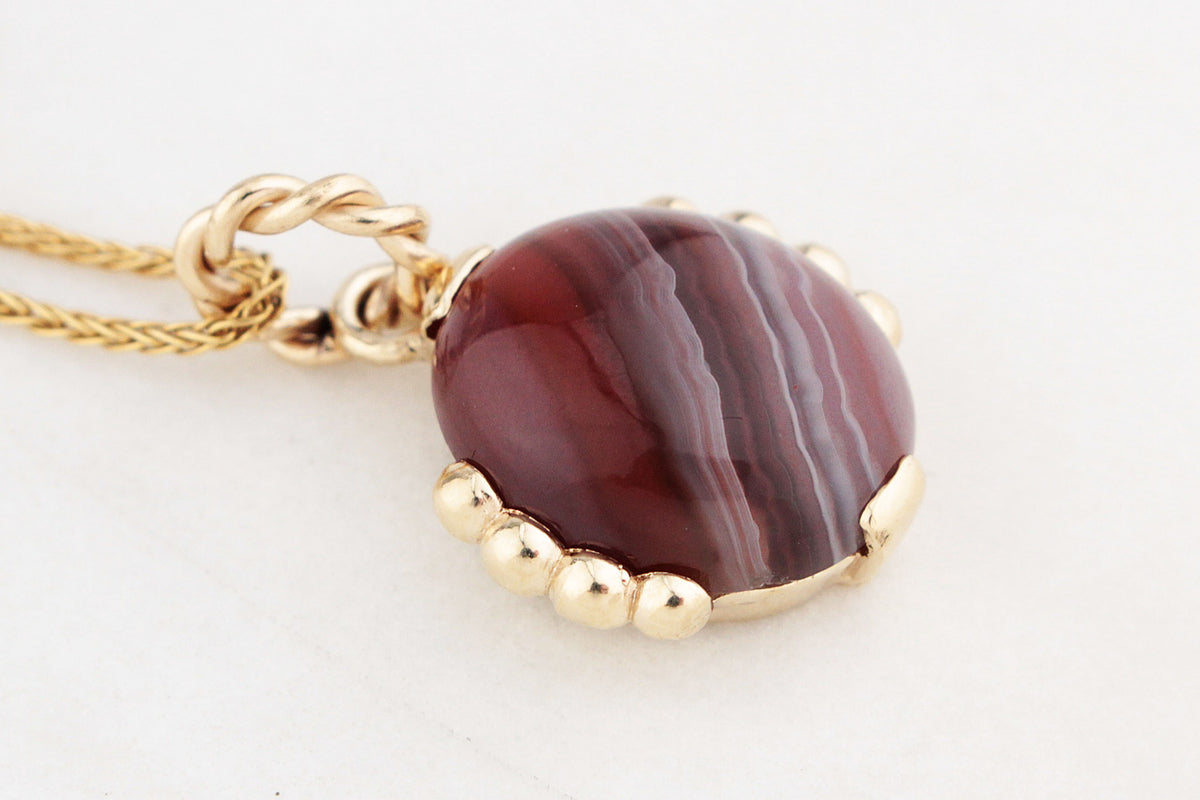 CUSTOM BANDED AGATE PENDANT 9ct GOLD