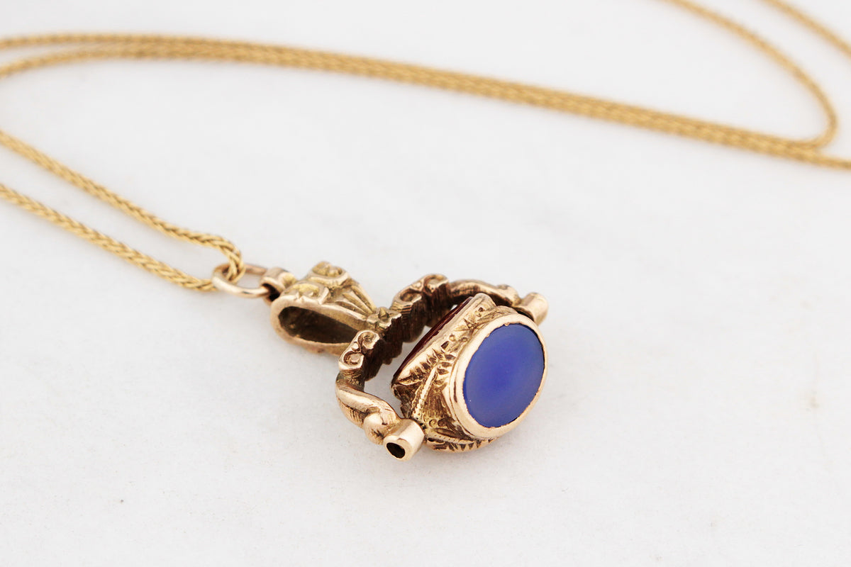 ANTIQUE VICTORIAN TRIPLE SPINNING FOB PENDANT 9ct GOLD
