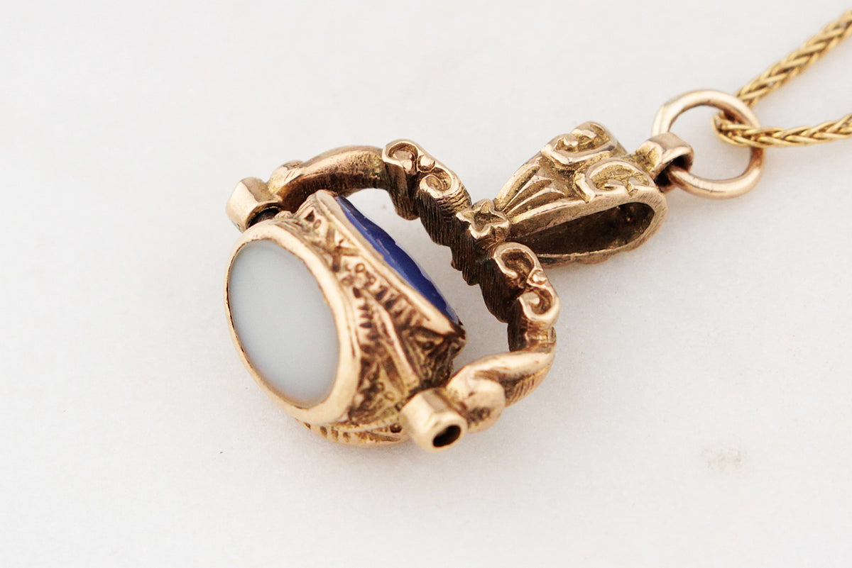 ANTIQUE VICTORIAN TRIPLE SPINNING FOB PENDANT 9ct GOLD