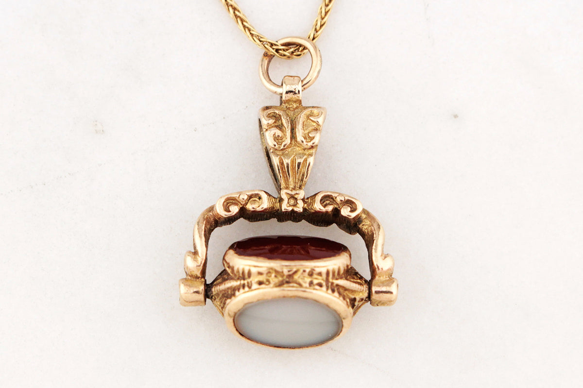 ANTIQUE VICTORIAN TRIPLE SPINNING FOB PENDANT 9ct GOLD