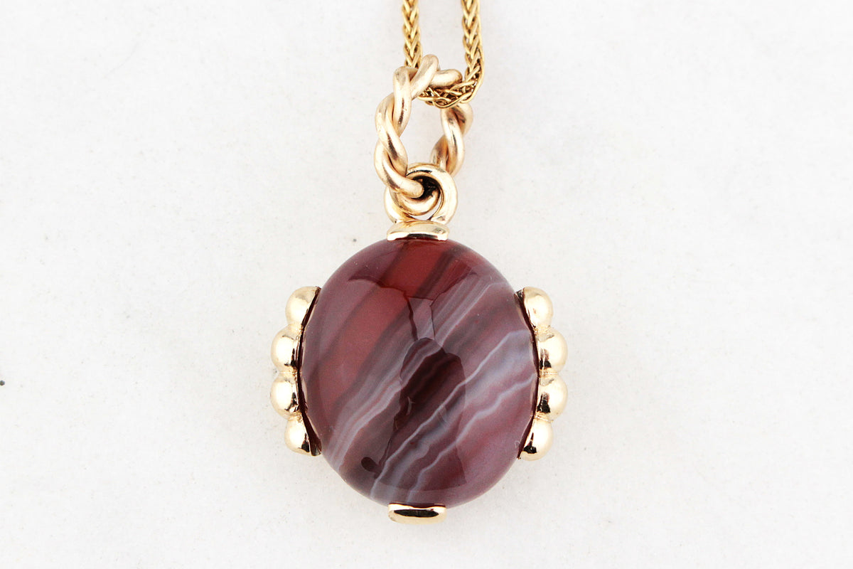 CUSTOM BANDED AGATE PENDANT 9ct GOLD
