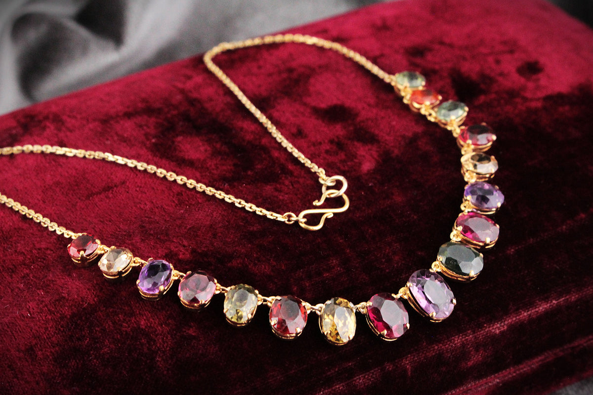 ANTIQUE EDWARDIAN c1900 HARLEQUIN NECKLACE 9ct GOLD