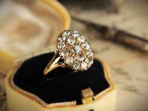 ANTIQUE AUSTRALIAN 1.40ct DIAMOND CLUSTER RING 18ct GOLD