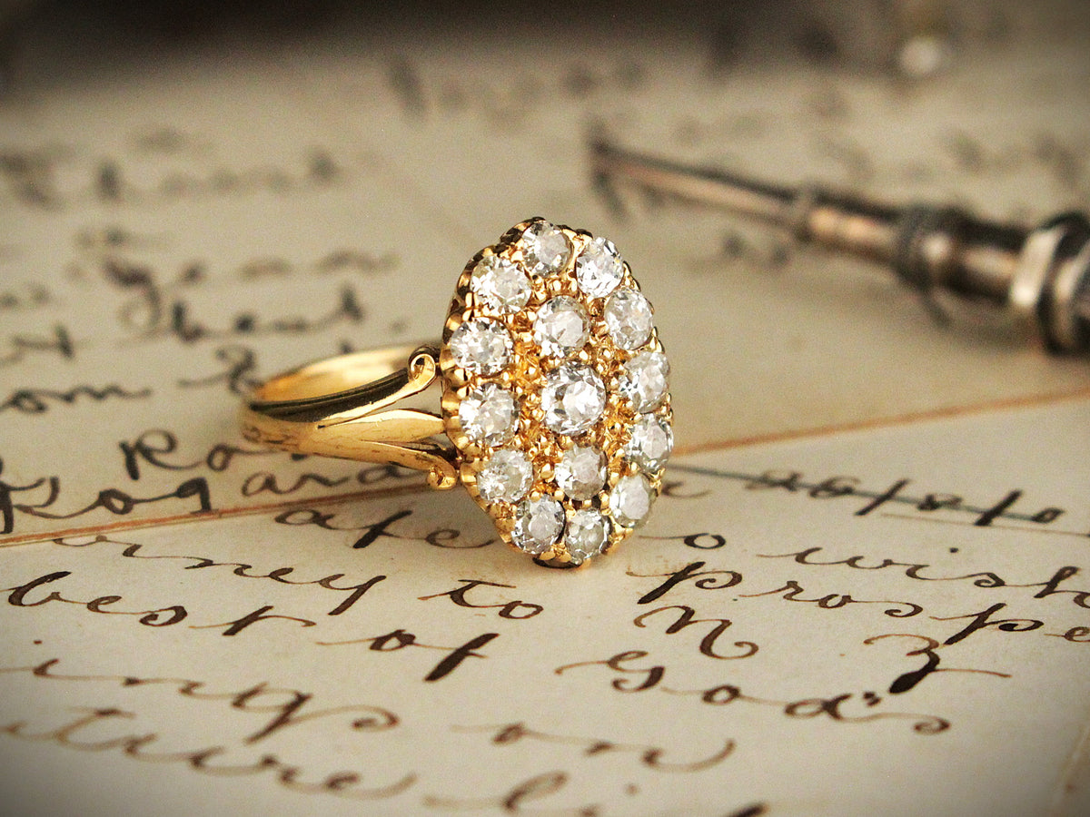 ANTIQUE AUSTRALIAN 1.40ct DIAMOND CLUSTER RING 18ct GOLD