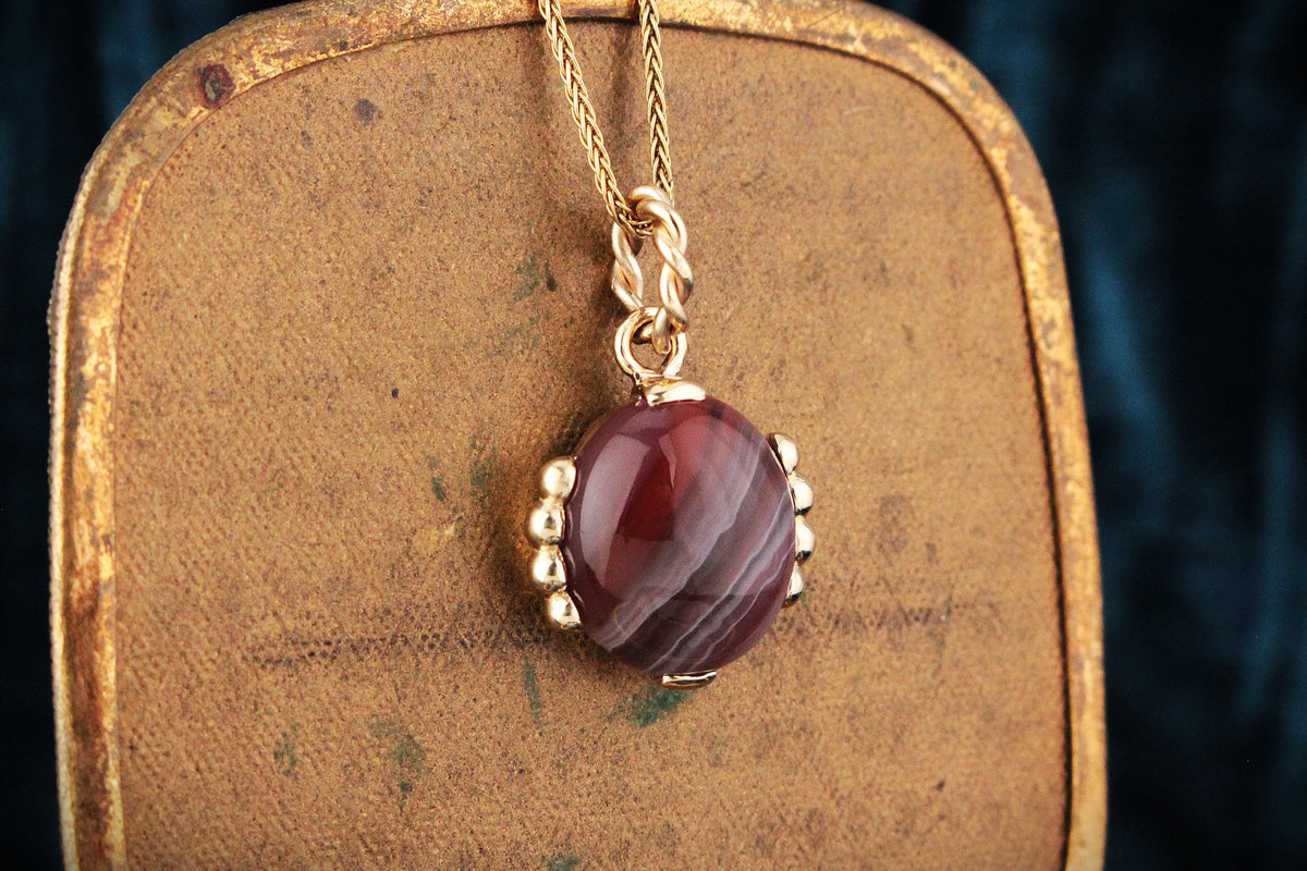 CUSTOM BANDED AGATE PENDANT 9ct GOLD