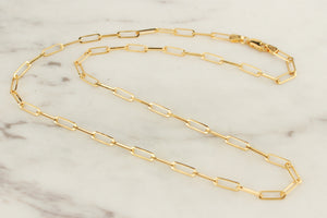 46cm 9ct YELLOW GOLD PAPERCLIP CHAIN