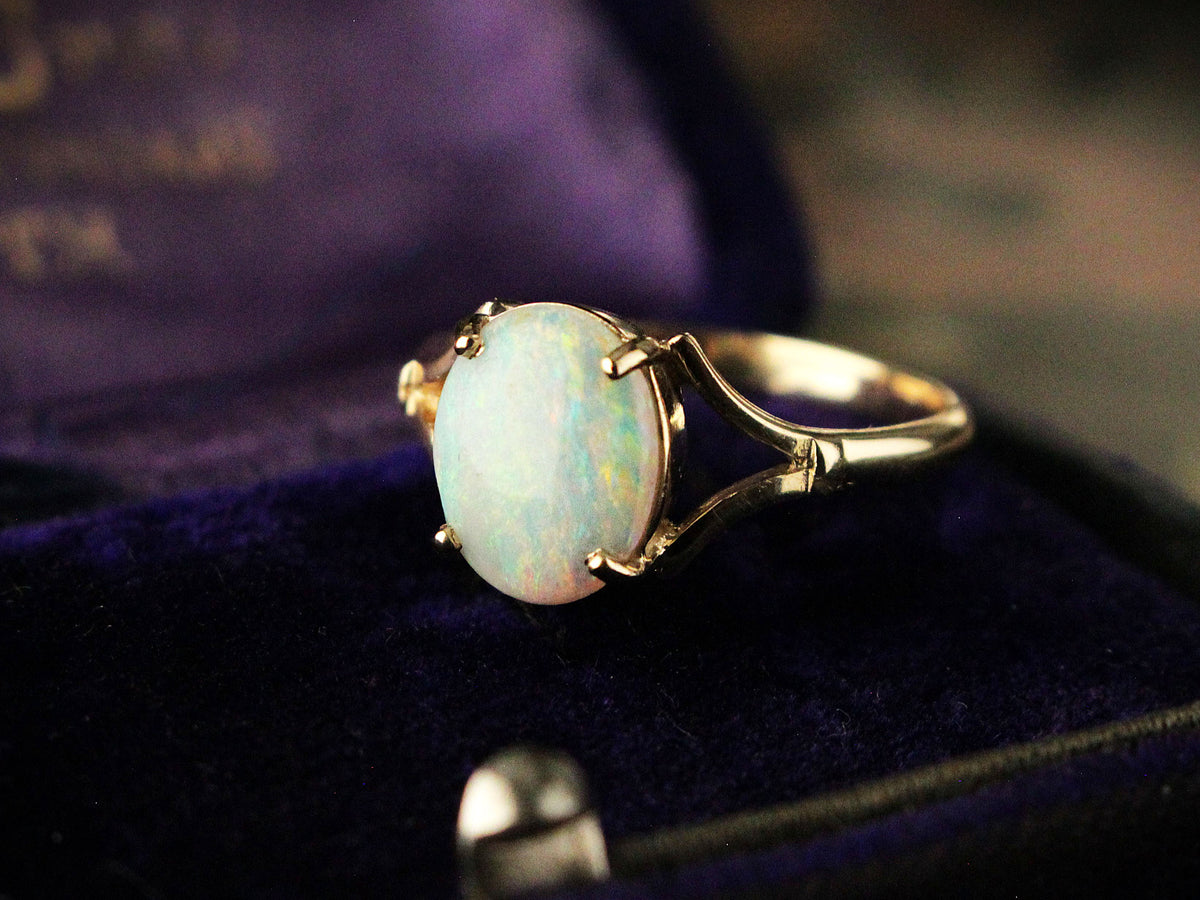 R&amp;V CUSTOM SOLID OPAL RING 9ct YELLOW GOLD