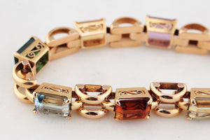 VINTAGE c1940/50 21.76ct MIXED GEM BRACELET 18ct GOLD