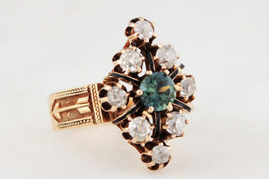 ANTIQUE VICTORIAN c1880 SAPPHIRE & DIAMOND RING 15ct GOLD