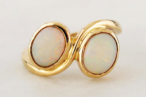 VINTAGE SOLID OPAL ‘TOI ET MOI’ RING 9ct GOLD