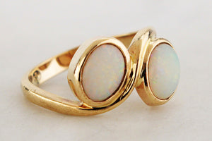 VINTAGE SOLID OPAL ‘TOI ET MOI’ RING 9ct GOLD