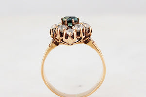 ANTIQUE VICTORIAN c1880 SAPPHIRE & DIAMOND RING 15ct GOLD