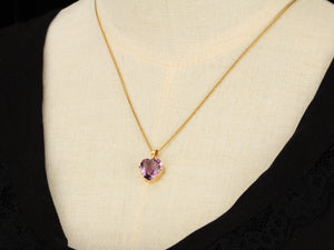 ANTIQUE AMETHYST HEART PENDANT 9ct YELLOW GOLD