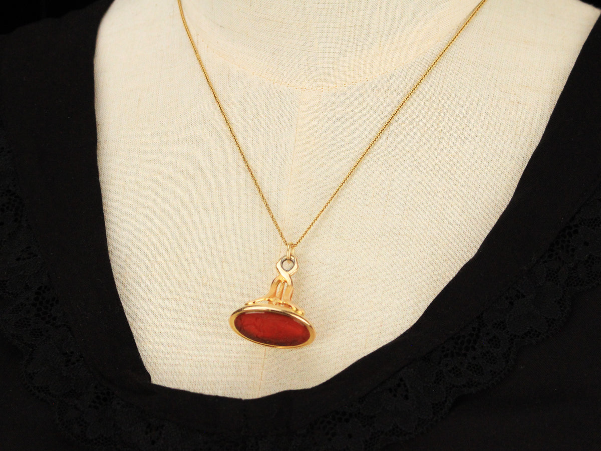 ANTIQUE VICTORIAN CARNELIAN INTAGLIO FOB SEAL 15ct GOLD