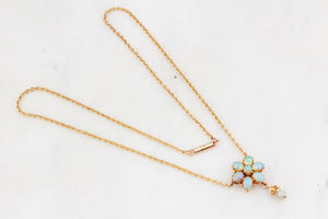 ANTIQUE EDWARDIAN c1900 SOLID OPAL NECKLACE 9ct GOLD