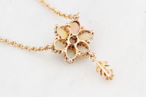 ANTIQUE EDWARDIAN c1900 SOLID OPAL NECKLACE 9ct GOLD