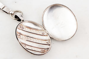 ANTIQUE VICTORIAN STERLING SILVER 1878 BOOK CHAIN & LOCKET