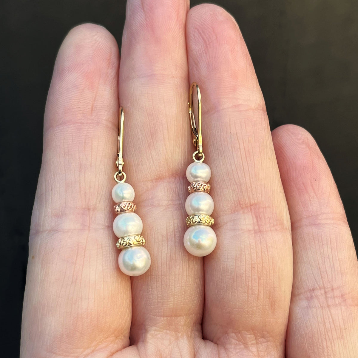 VINTAGE PEARL EARRINGS 9ct YELLOW GOLD