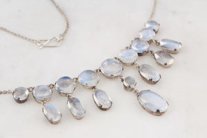 ANTIQUE EDWARDIAN c1900 STERLING SILVER MOONSTONE FESTOON NECKLACE