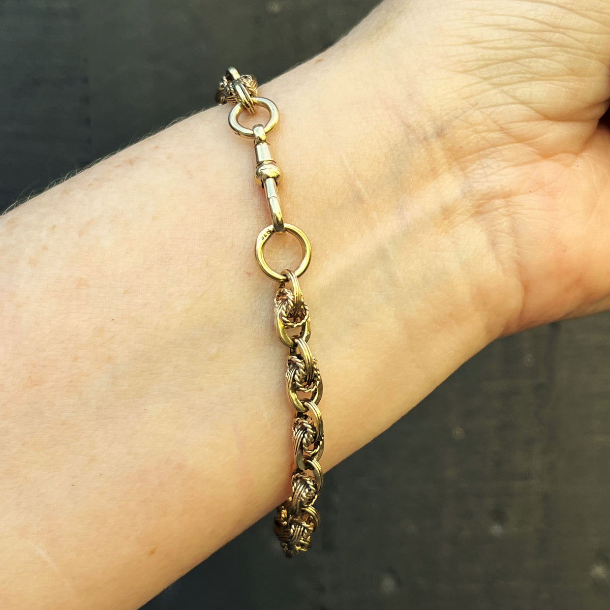 VINTAGE FANCY LINK BRACELET 9ct YELLOW GOLD