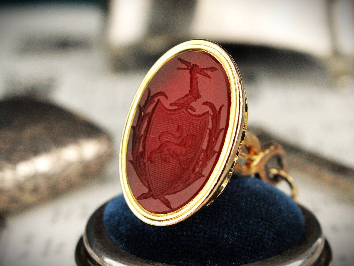 ANTIQUE VICTORIAN CARNELIAN INTAGLIO FOB SEAL 15ct GOLD