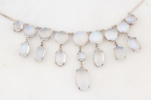 ANTIQUE EDWARDIAN c1900 STERLING SILVER MOONSTONE FESTOON NECKLACE