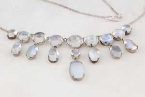 ANTIQUE EDWARDIAN c1900 STERLING SILVER MOONSTONE FESTOON NECKLACE