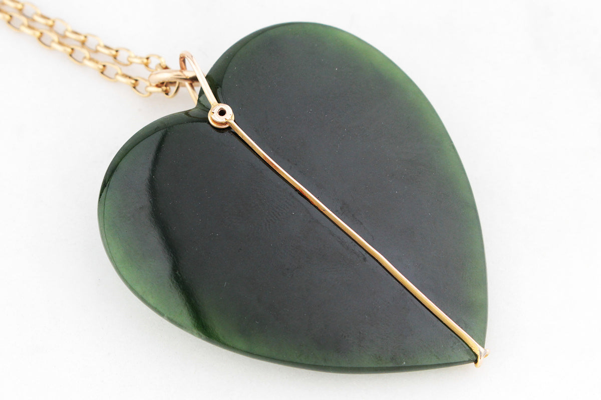 ANTIQUE VICTORIAN c1890 NEPHRITE JADE PENDANT 9ct GOLD