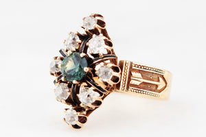 ANTIQUE VICTORIAN c1880 SAPPHIRE & DIAMOND RING 15ct GOLD