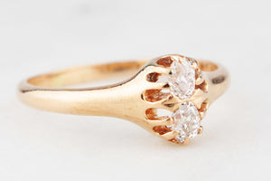 ANTIQUE EDWARDIAN c1900 DOUBLE DIAMOND RING 18ct GOLD