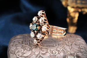 ANTIQUE VICTORIAN c1880 SAPPHIRE & DIAMOND RING 15ct GOLD
