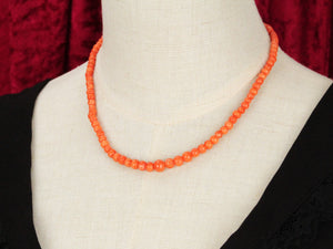 ANTIQUE EDWARDIAN SALMON CORAL NECKLACE 9ct GOLD