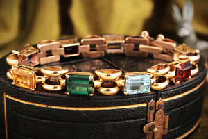 VINTAGE c1940/50 21.76ct MIXED GEM BRACELET 18ct GOLD