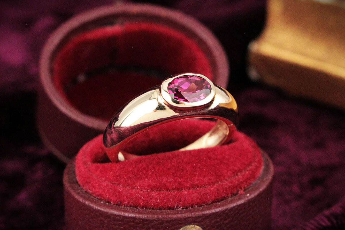 CUSTOM RHODOLITE GARNET RING 9ct GOLD