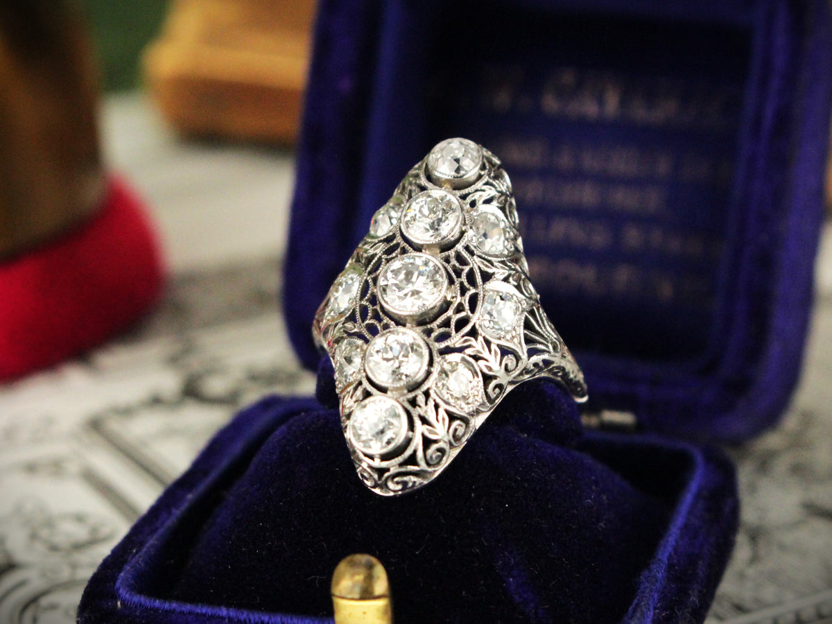 ANTIQUE ART DECO 2ct DIAMOND RING 18ct GOLD &amp; PLATINUM