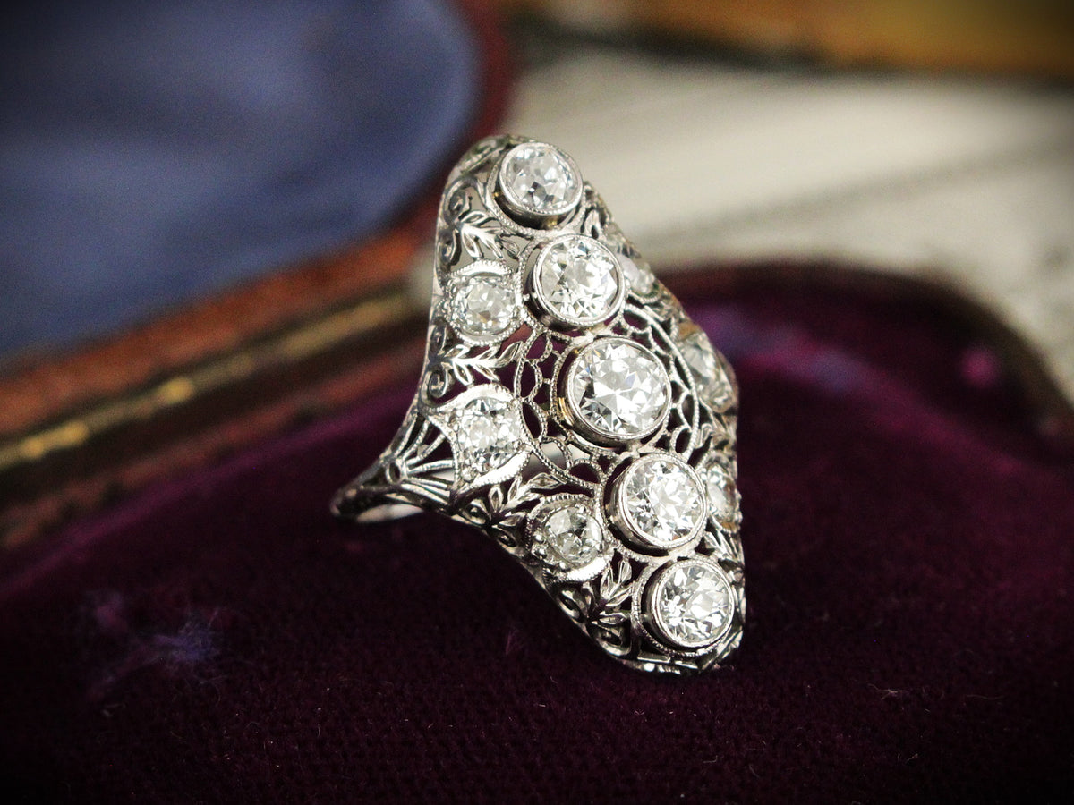 ANTIQUE ART DECO 2ct DIAMOND RING 18ct GOLD &amp; PLATINUM