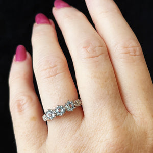 SWISS BLUE TOPAZ & DIAMOND RING 9ct GOLD