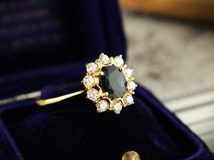 RETRO SAPPHIRE & DIAMOND RING 18ct GOLD