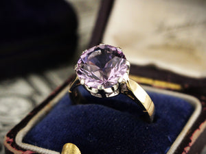 VINTAGE MID CENTURY ROSE DE FRANCE AMETHYST 9ct GOLD