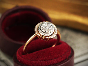 VINTAGE ITALIAN DIAMOND DAISY HALO RING 18ct GOLD