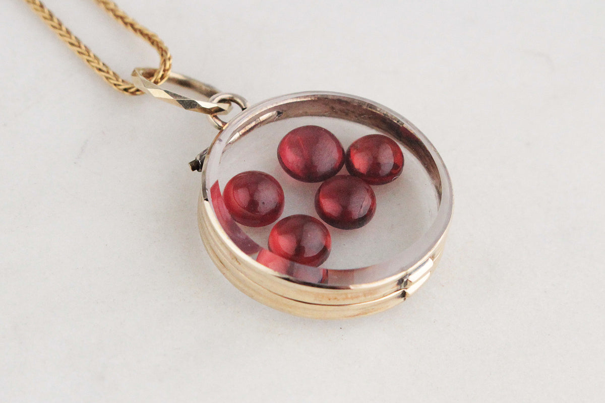 ANTIQUE EDWARDIAN GLASS LOCKET 9ct GOLD