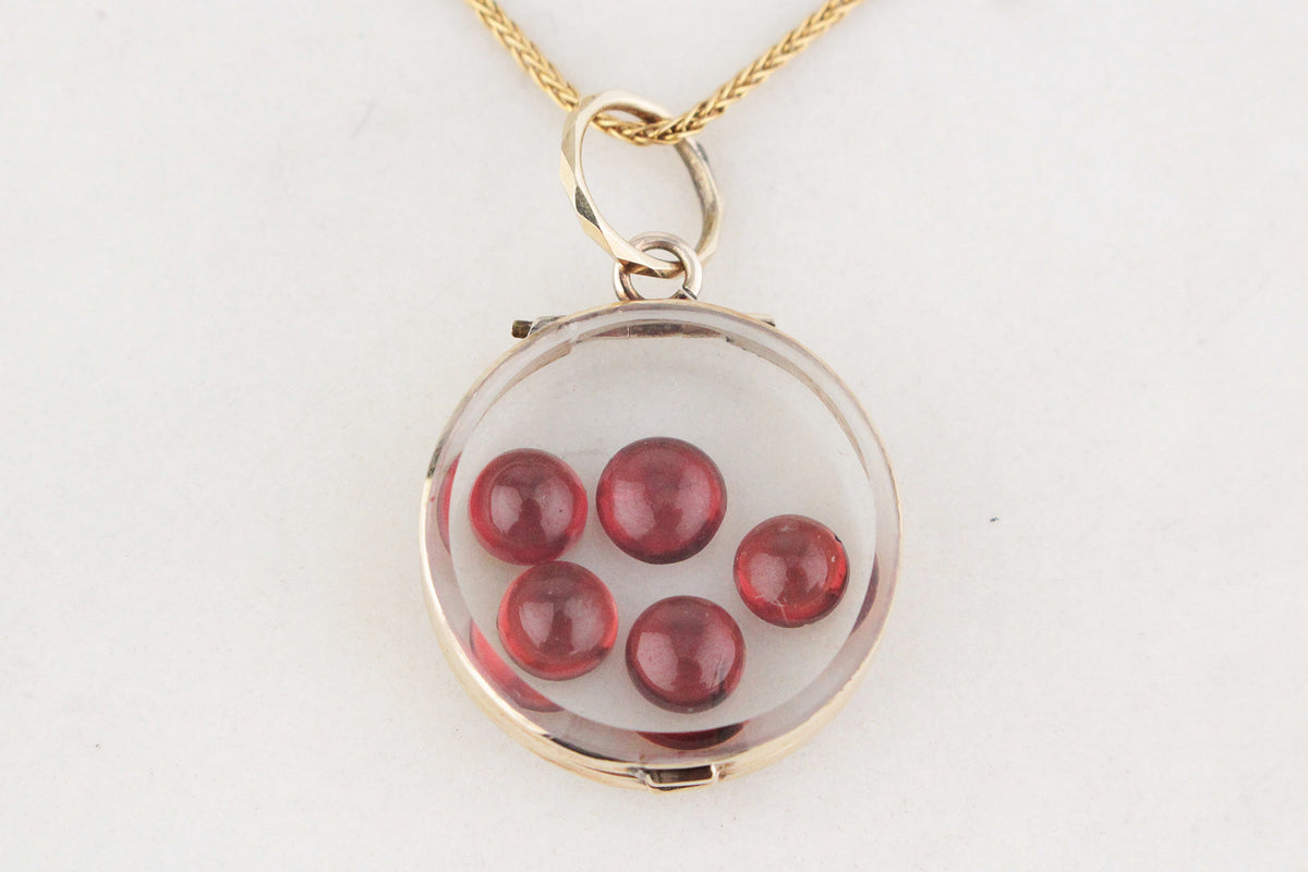 ANTIQUE EDWARDIAN GLASS LOCKET 9ct GOLD