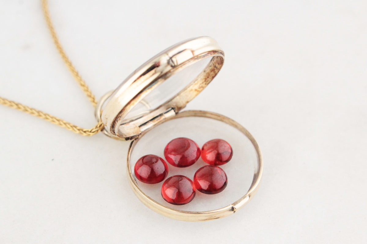 ANTIQUE EDWARDIAN GLASS LOCKET 9ct GOLD