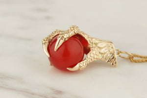 VINTAGE ESTATE CARNELIAN EAGLE CLAW 9ct YELLOW GOLD